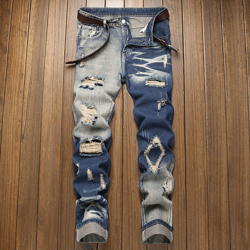 Nouveau jean rétro pantalon droit homme jean déchiré pantalon décontracté à la mode pantalon pantalon vêtements de rue