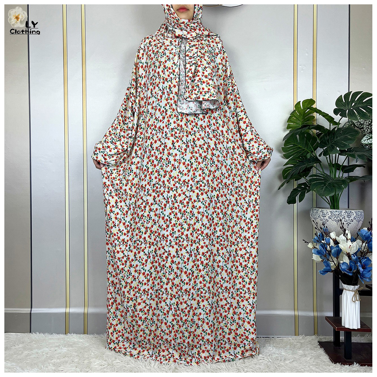 Abaya-Robe africaine à manches longues pour femmes musulmanes, en coton, pour la prière du Ramadan, Turquie, Moyen-Orient, motif floral, écharpe de sauna, nouvelle collection