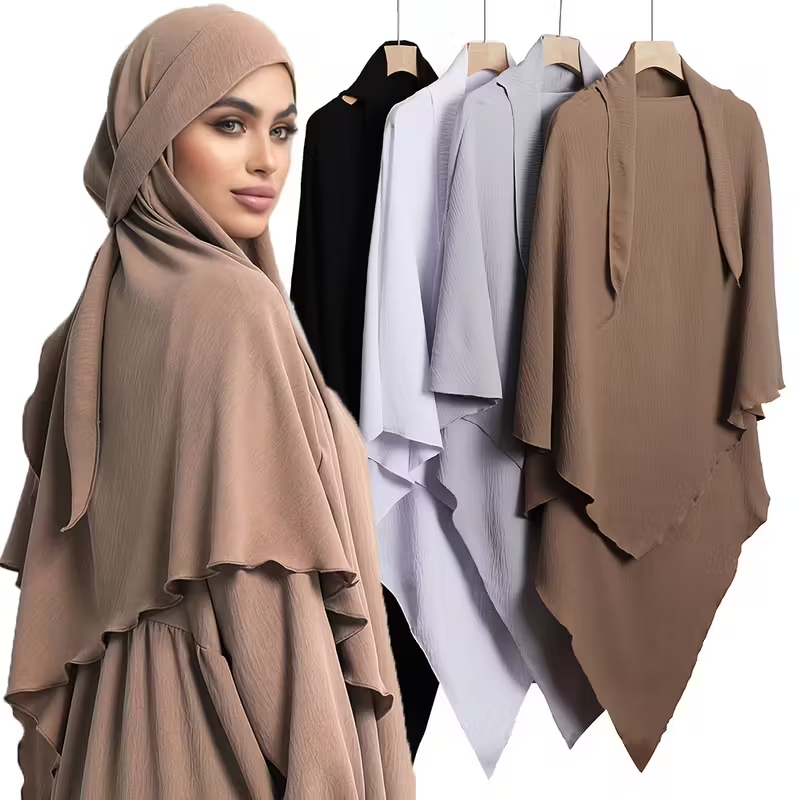 Parure de tête musulmane longue et élégante avec fermeture à nouer, foulard de prière Hijab islamique pour femmes, prêt à porter, Abaya Hijab pour le quotidien