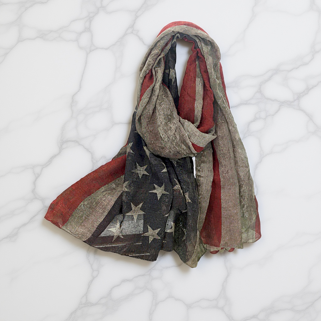 Écharpe imprimée drapeau américain pour dames 200x100 gris à la mode léger Tippet doux chaud châle super cadeau pour les amis et la famille