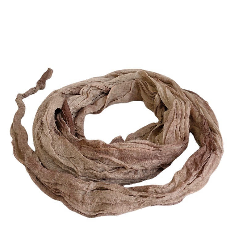 Écharpe rétro en coton doux et confortable pour femme, écharpe plissée Chic, automne et hiver