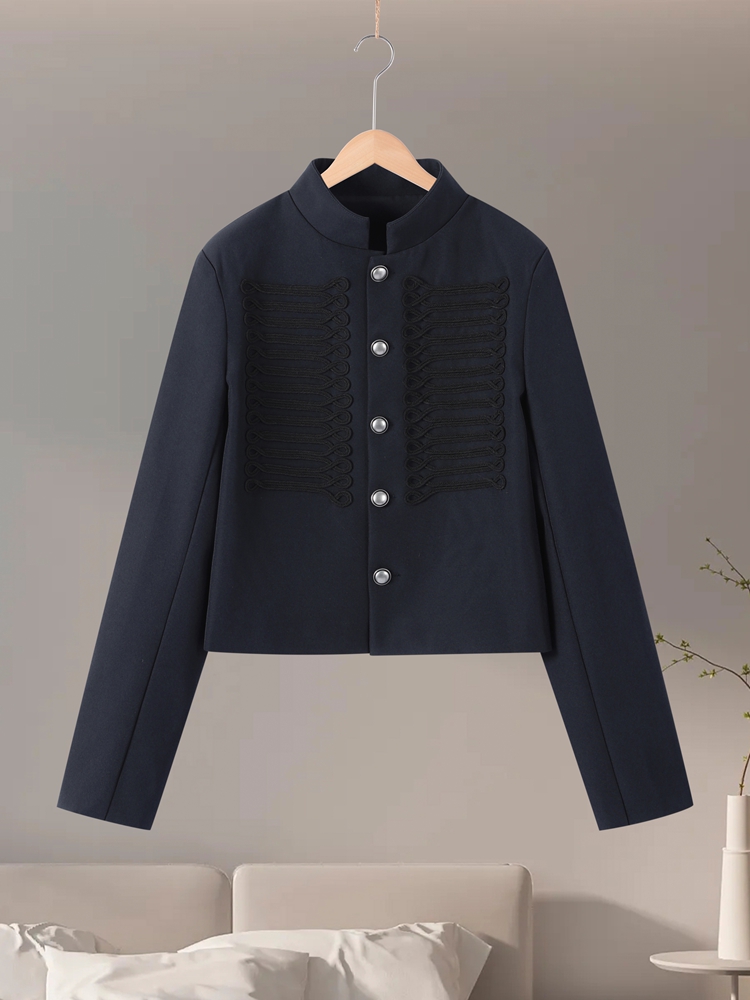 Manteau chic pour femme, mode, simple boutonnage, manches longues, vestes pour femmes, printemps 2026, mode de rue, style chinois, vêtements courts pour femmes