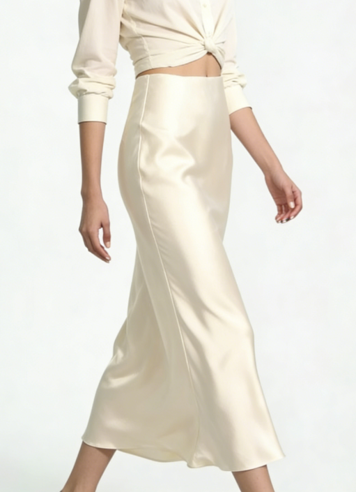Jupe longue en satin pour femme, taille haute, couleur unie, décontractée, basique, coupe sirène, chic, pour l'été et les soirées 2026