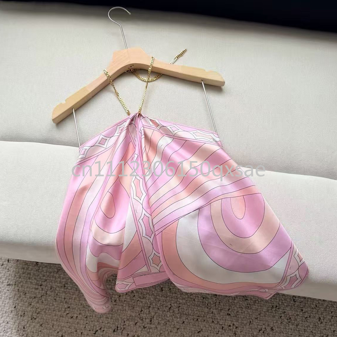 Tops Halter Rose Pâle pour Femmes, Design de Mode, avec Logo de Marque Signature, Marque de Luxe, T-shirts Sexy Sans Manches pour Femmes