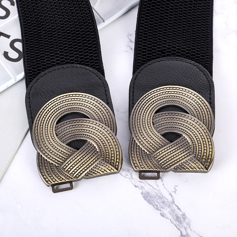 Ceinture large extensible pour femmes, accessoire polyvalent et tendance pour robes, ceinture large décorative en cuir