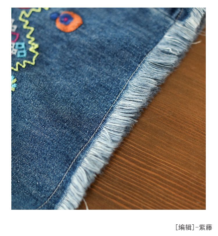Jeans de style ethnique pour femmes, collection Printemps-Automne 2026, élastiques, taille haute, brodés, amples, coupe large, longueur 7/8
