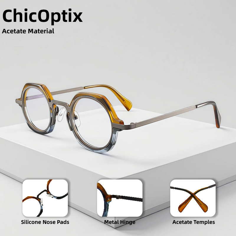 Lunettes de Style rétro Steampunk pour hommes et femmes, Design créatif de lunettes optiques avec monture en acétate polygonal et verres transparents
