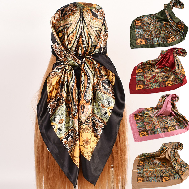 Écharpe carrée polyvalente en noix de cajou, grand foulard imprimé vintage classique, vente en gros, printemps, nouveau, 90