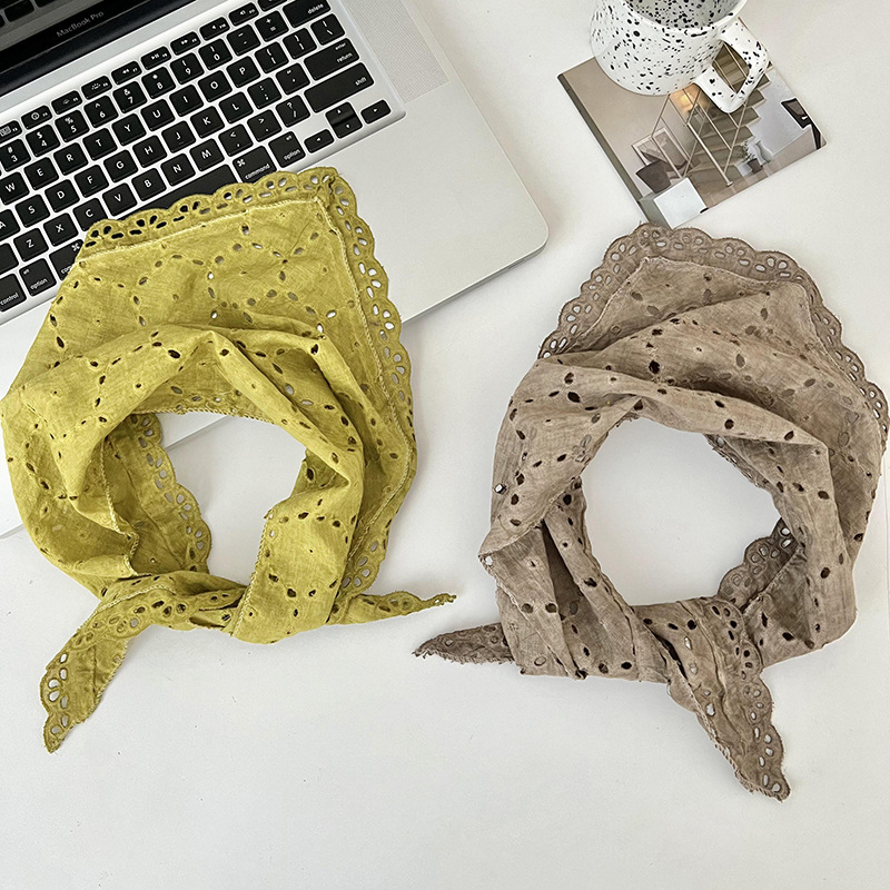 Écharpe rétro en dentelle, écharpe triangulaire à fleurs douces pour femmes, bandes de cheveux, mode fille, foulard doux, Style artistique, Photo de voyage