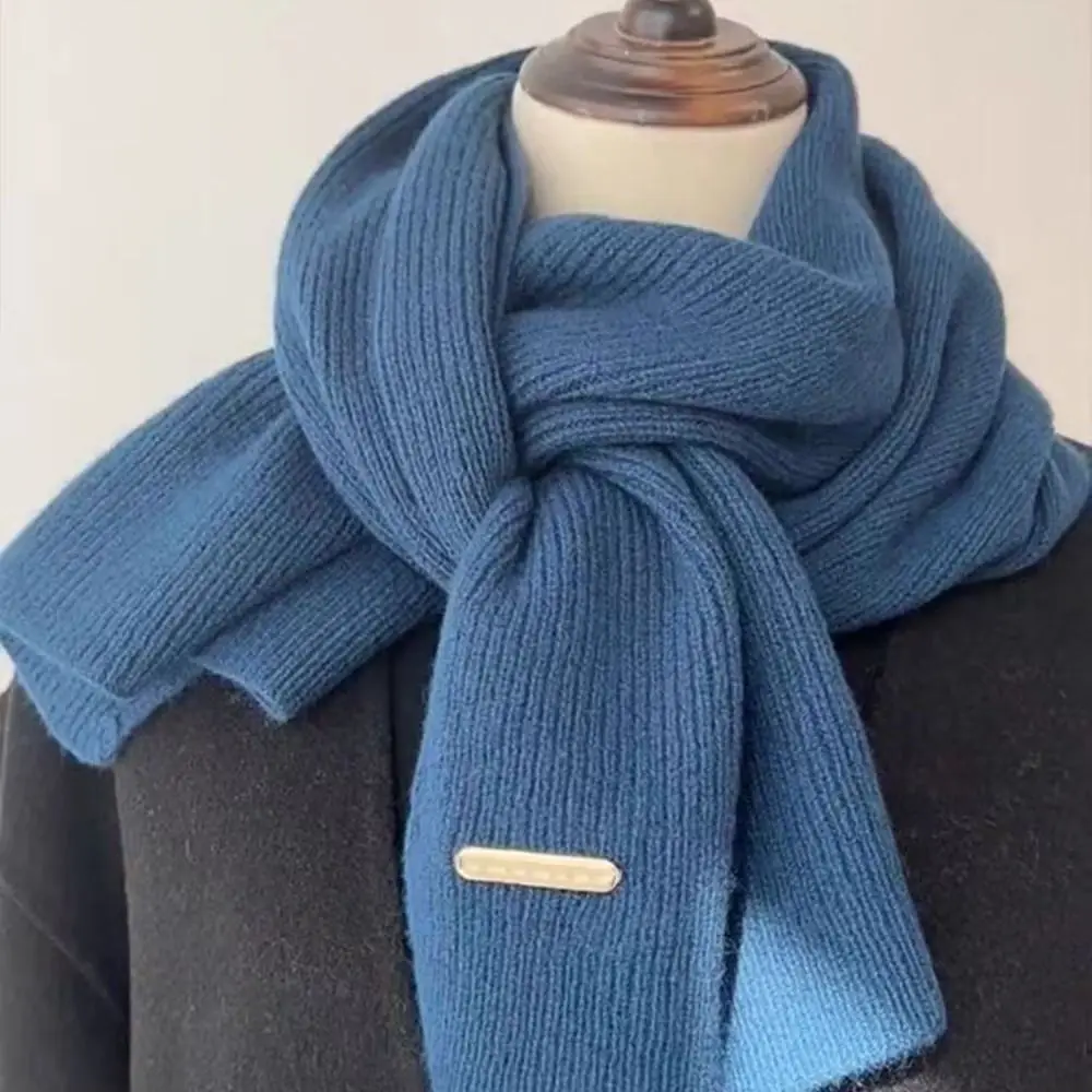 Hiver chaud foulard faux col couleur unie croix écharpe laine épaissir tricot écharpe cou plus chaud femmes filles