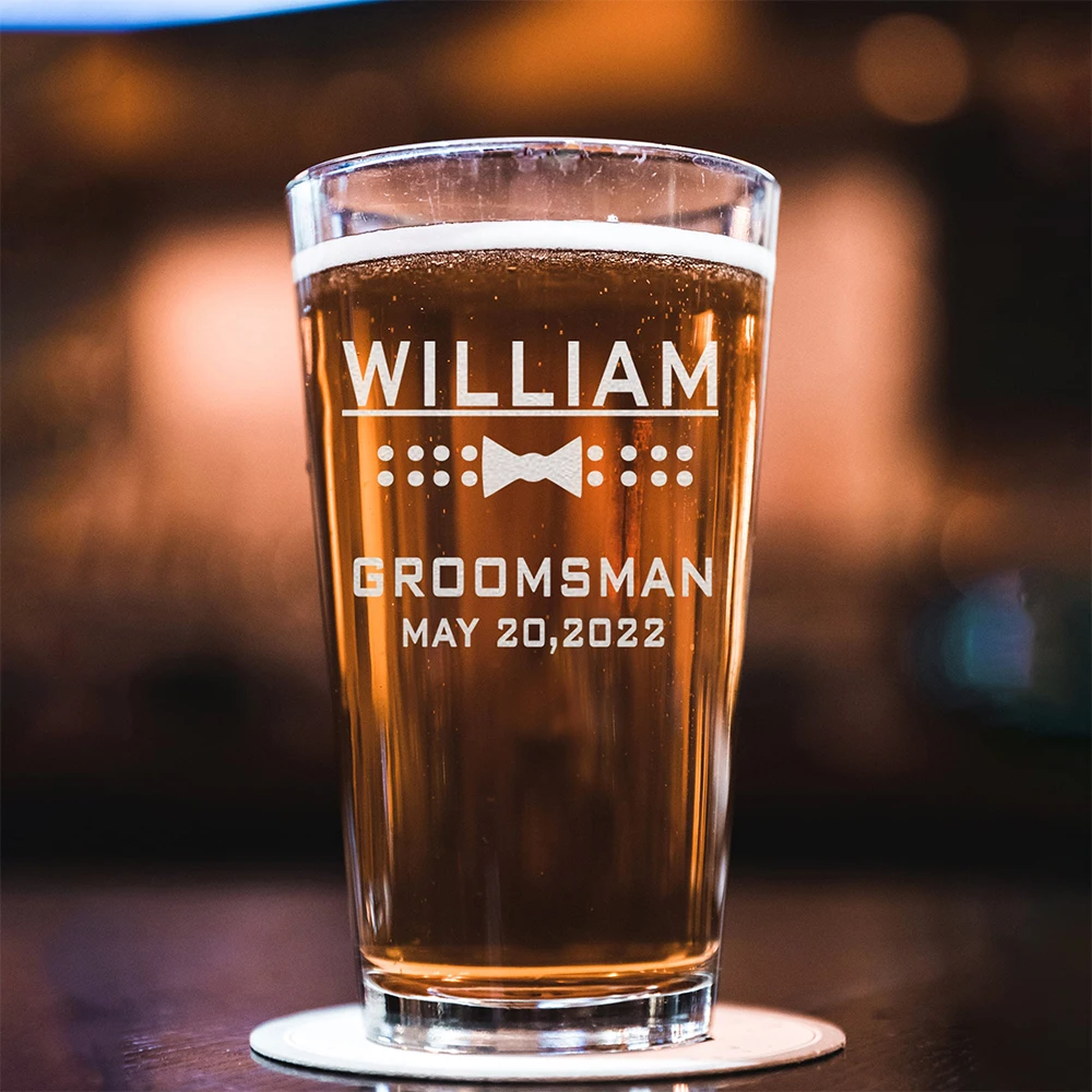 Verre de bière personnalisé pour marié, cadeaux personnalisés gravés pour hommes, idée du meilleur homme, cadeaux de fête de mariage pour lui, tasse de bière pour la fête des pères