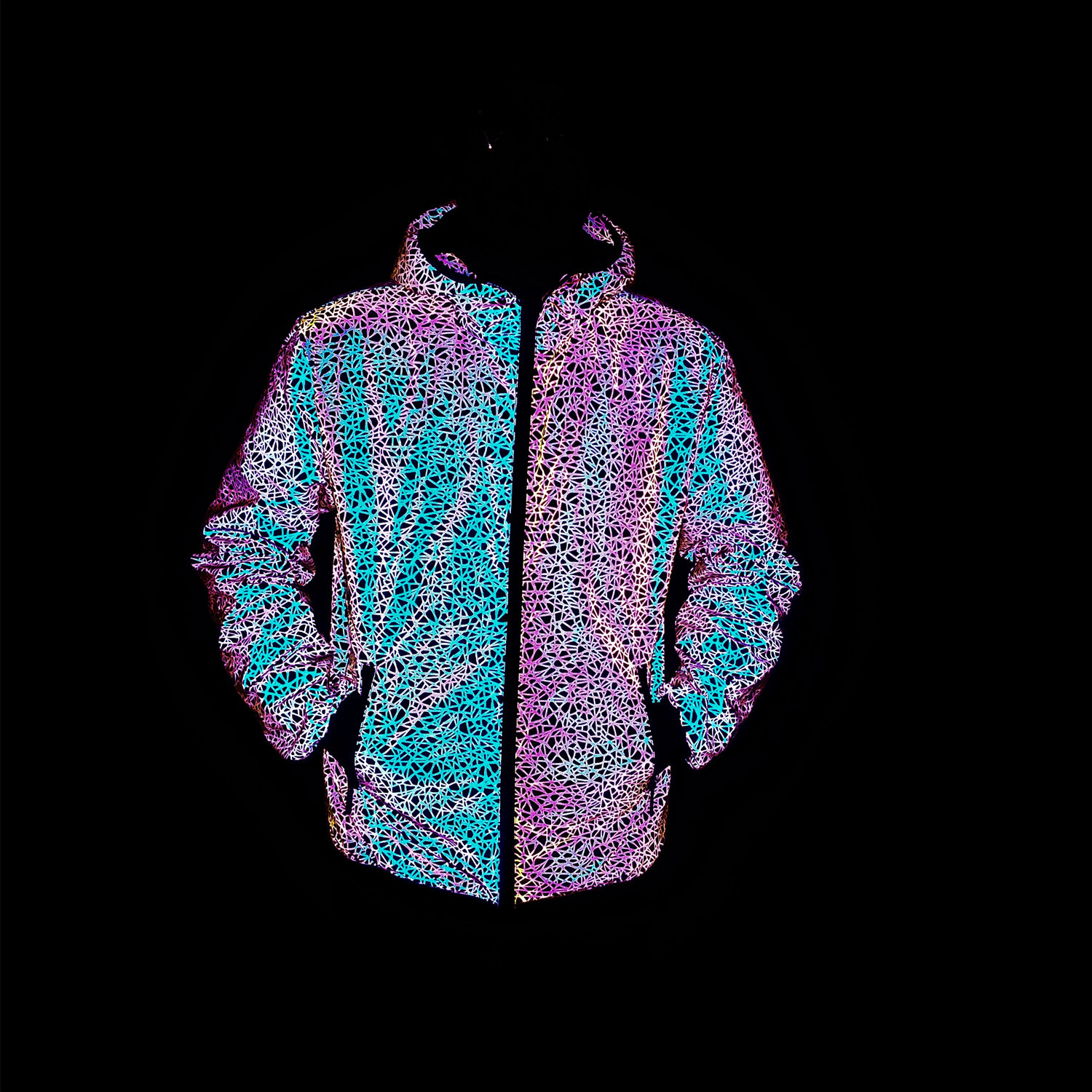 Vestes de printemps hommes à manches longues manteaux réfléchissants Harajuku réfléchir la lumière haut Hip Hop vêtements à capuche Casaco Masculino