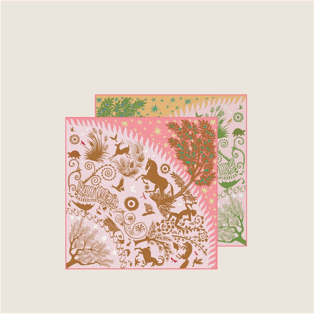 Nouvel Foulard de Luxe en Soie Sergée Faite à la Main pour Femme, Imprimé Double Face, Carré, Écharpes, Foulards, Hijabs 53CM