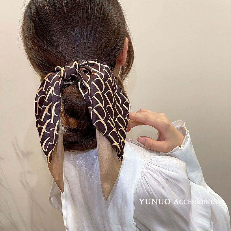 Bandes de cheveux élastiques pour femmes, corde de cheveux de Style français, lettre créative D classique rétro, ruban à nœud, coiffure délicate assortie