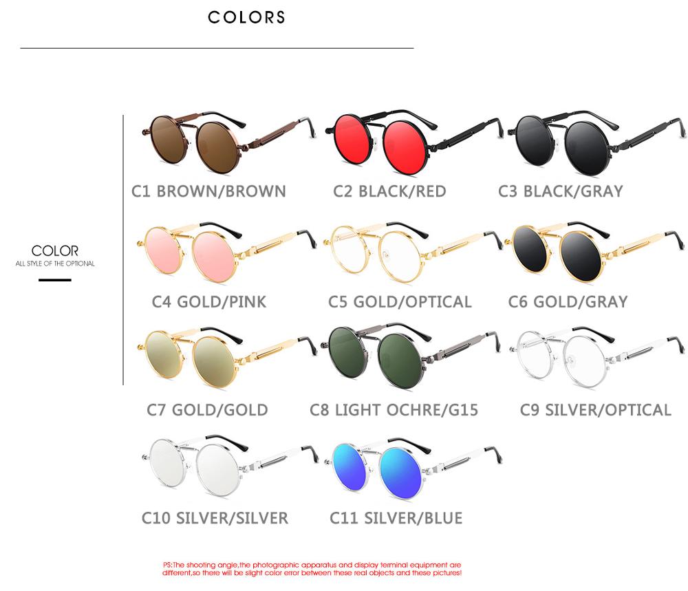 Vintage Style Punk lunettes de soleil hommes rétro rond cadre en métal femmes lunettes de soleil lunettes de mode Gafas sol mujer UV400