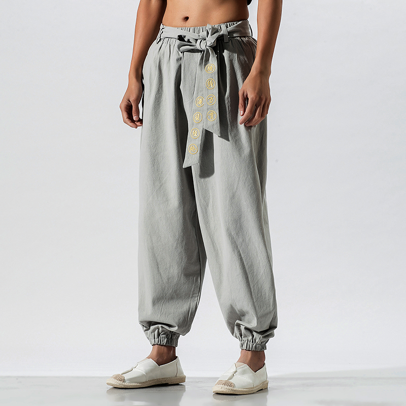 Pantalon Kimono japonais décontracté pour hommes, ample, Harajuku, vêtements traditionnels asiatiques, Style Yukata, sarouel brodé, 2025