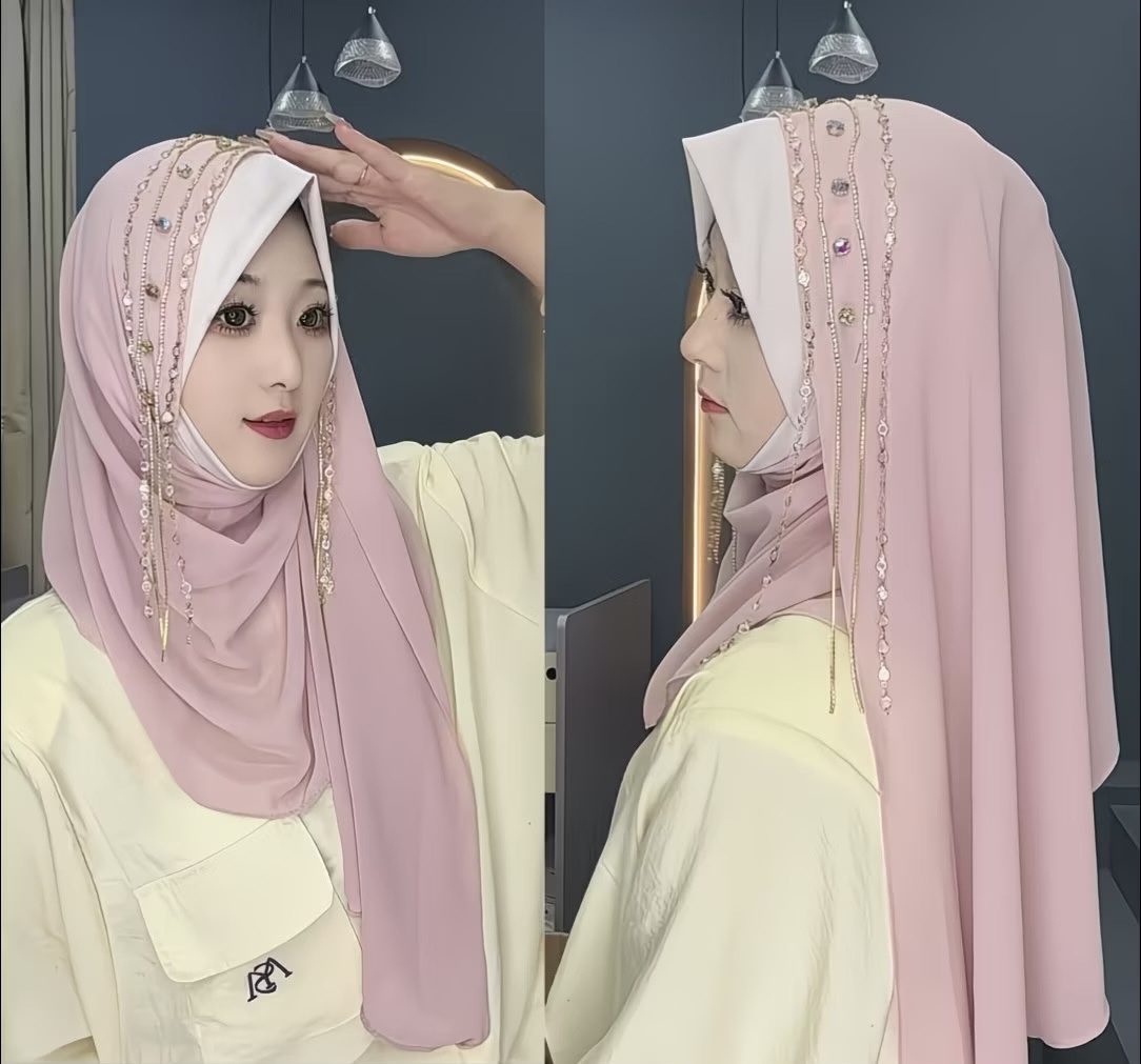 Foulards Hijabi instantanés à pampilles pour filles musulmanes, à la mode, 2026