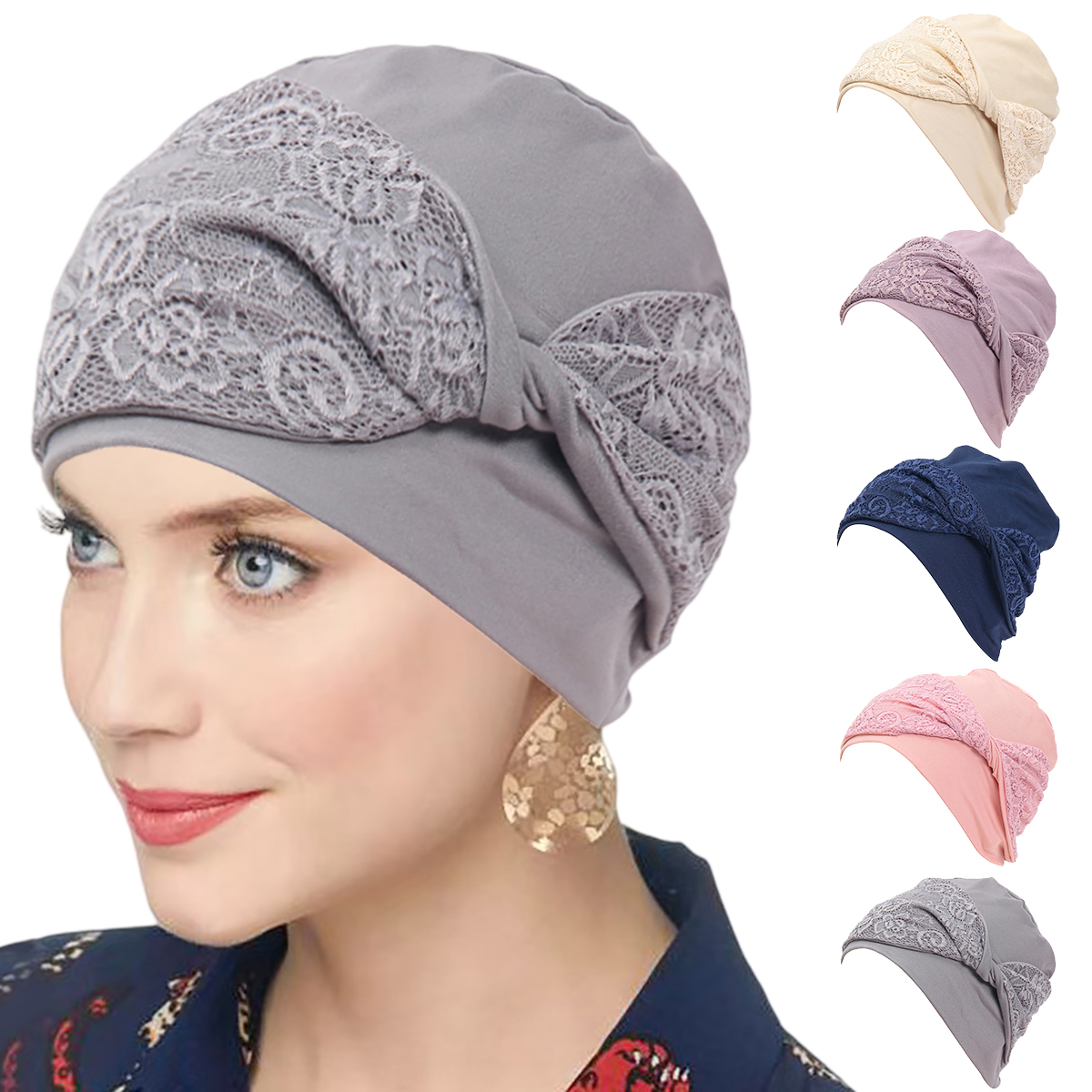Nouveaux Hijabs Musulmans 2026 pour Femmes, Turbans Instantanés, Foulards à Patchwork en Dentelle, Bandanas, Bonnets Chimio, Chapeaux Islamiques, Coiffes