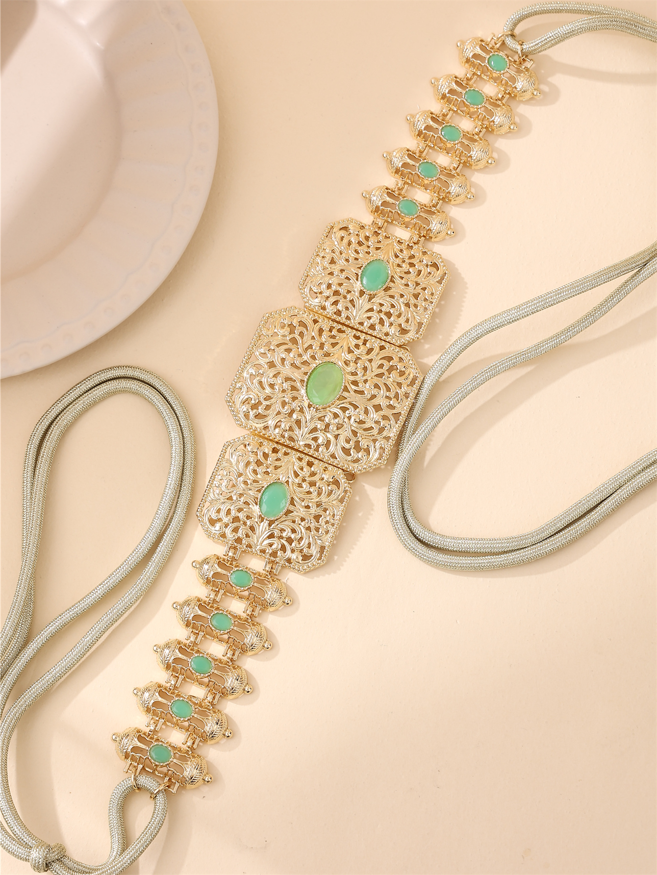 Ceinture caftan marocaine pour femmes avec strass, luxueux, Style Vintage, réglable pour le Festival de Gala de mariage du moyen-orient