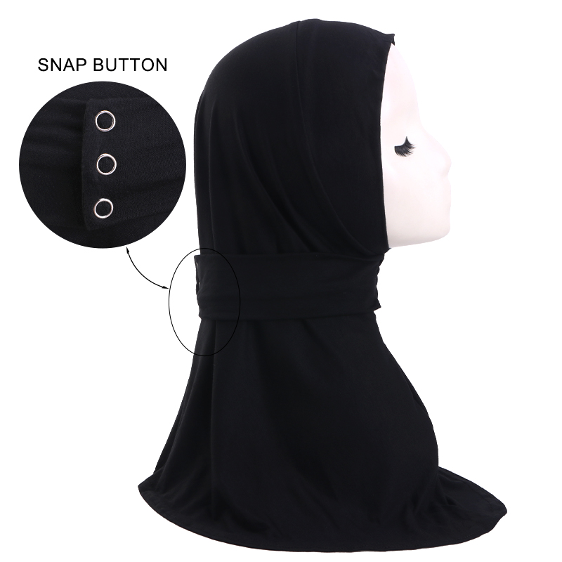 Nouveau Turban Musulman pour Femme en Modal à Boutons, Foulard Couvre-Tête Complet, Hijab Extensible, Bonnet Respirant, Châle Instantané