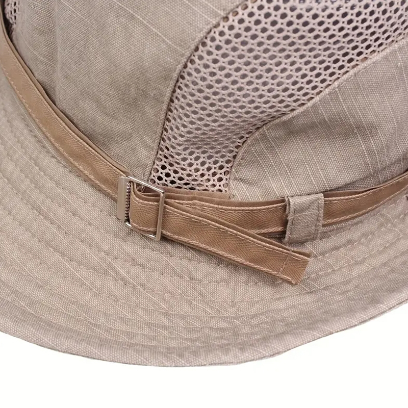 Chapeau de pêcheur en maille respirante pour homme avec protection solaire réglable pour l'été, adapté à la pêche en plein air et aux sorties à la plage