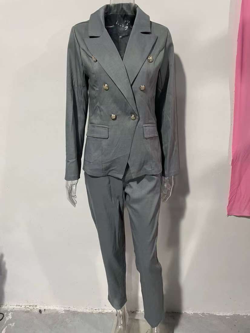 Ensemble deux pièces pour femme, tenue de printemps, couleur unie, manteau Blazer de tempérament polyvalent et pantalon à la mode, Design de poche décontracté, 2025