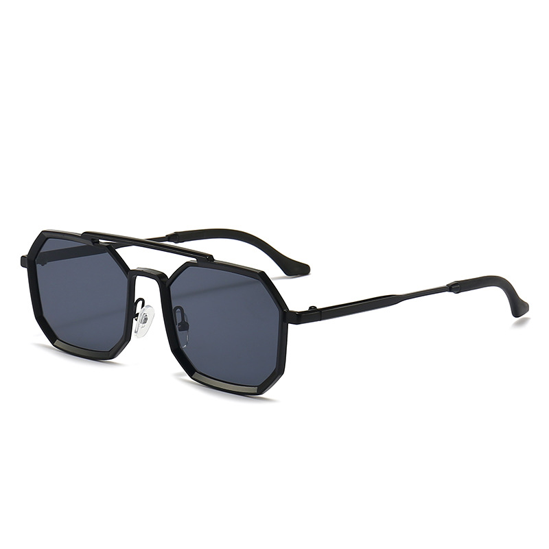 Lunettes de soleil à montures métalliques pour hommes et femmes, mode polygonale, Double pont, marque de luxe, lunettes de conduite en plein air