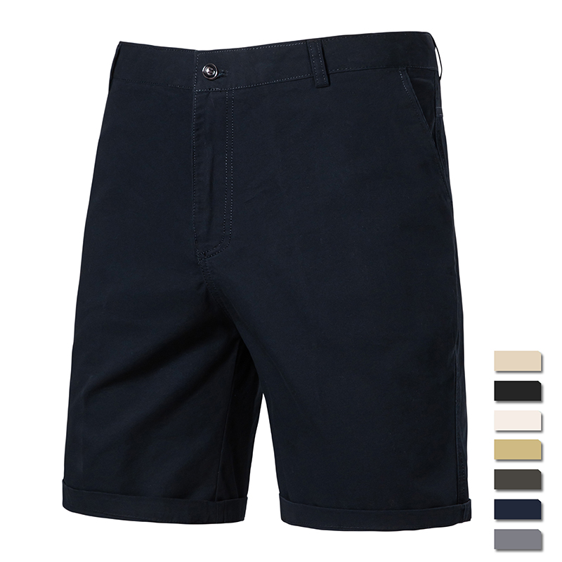 Shorts décontractés classiques pour hommes 100% coton, kaki, gris, marine, noir, shorts jusqu'aux genoux, style américain, streetwear, shorts de golf