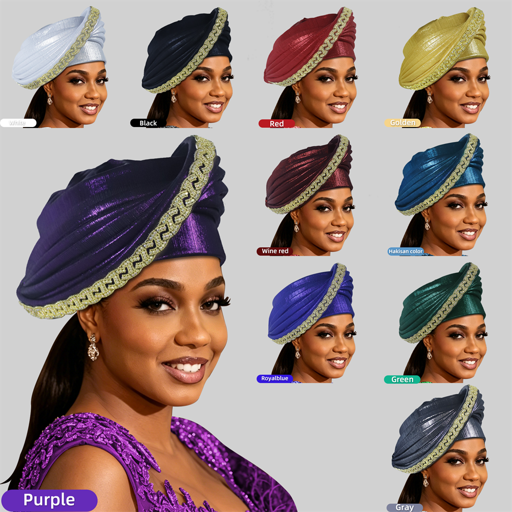 Turban Gele Africain Multicouche à Diamants, Chapeau Turban, Foulards de Tête pour Femmes, Geles de Mariage Nigérians, Coiffe de Fête pour Fête