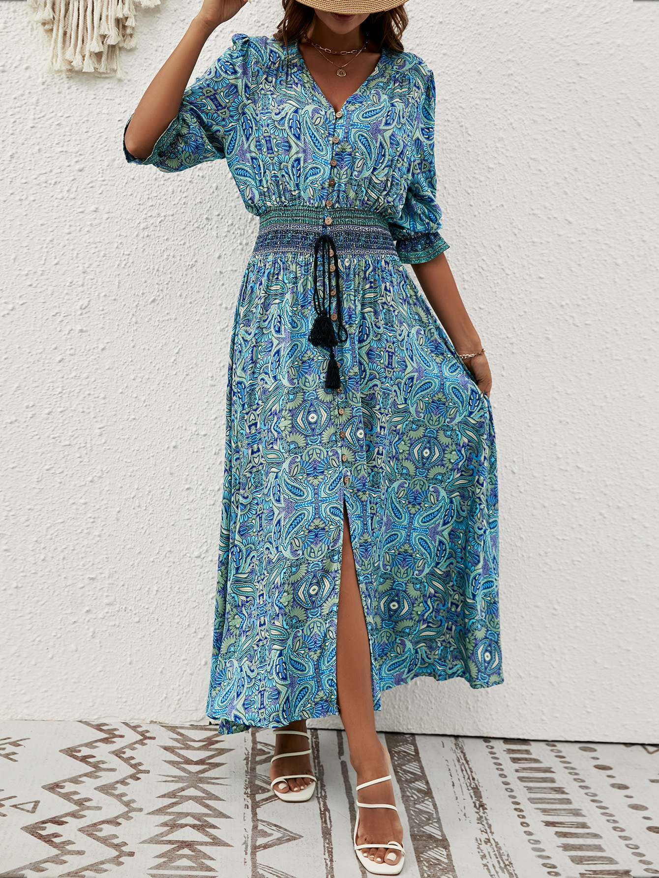 Vêtements pour femmes européennes et américaines, robe bohème printemps-automne, robe de plage