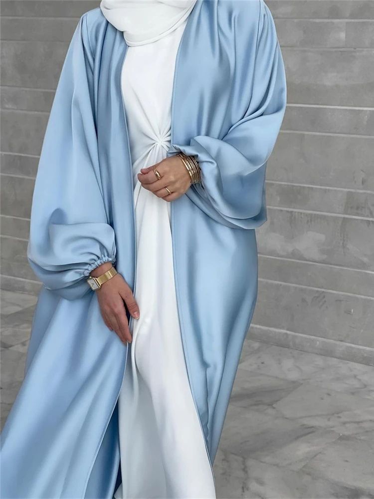 Abaya en Satin pour Femme, Kimono de Luxe, Kaftan Musulman, Arabe, Robes, Caftan, Vêtements Islamiques, Eid Dubai
