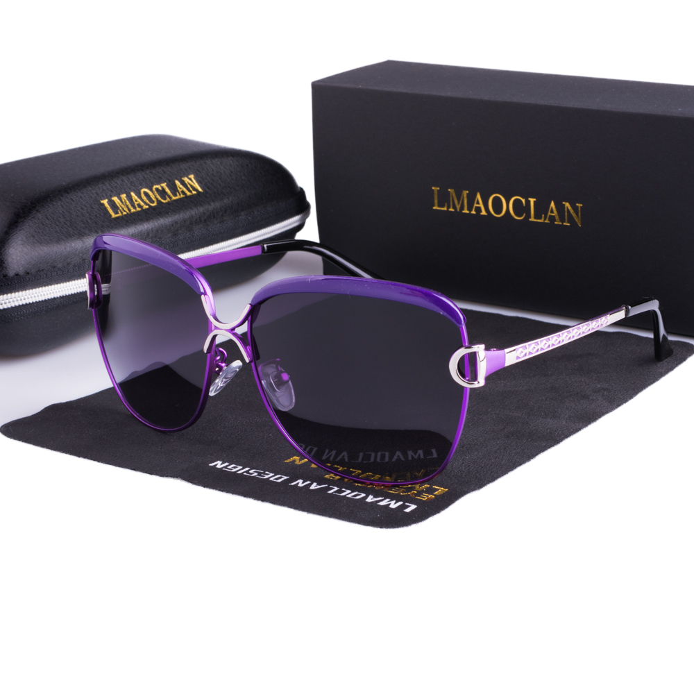 LMAOCLAN-Lunettes de soleil polarisées pour femmes, verres dégradés, rondes, carrées, marque de luxe