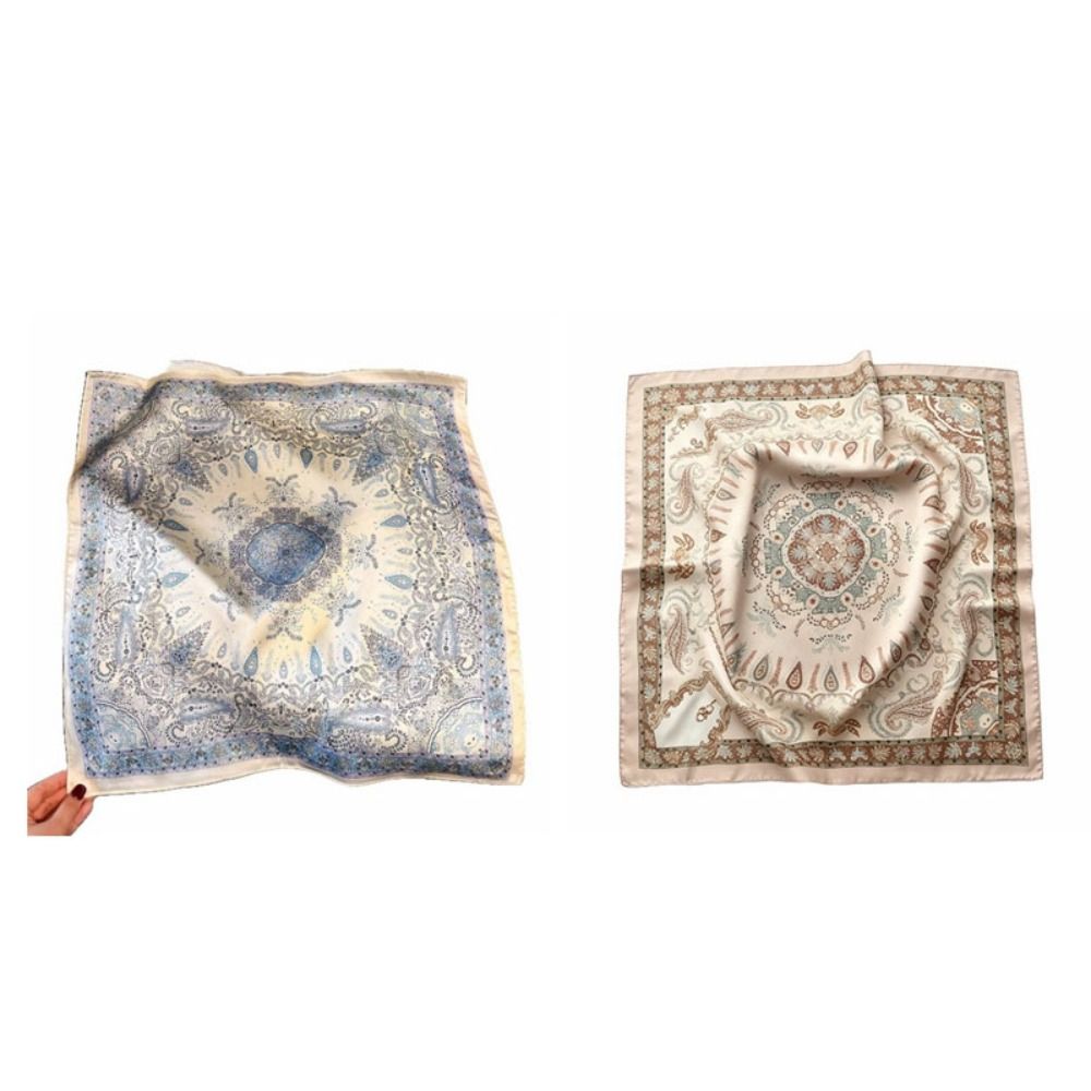 Écharpe élégante à imprimé géométrique, foulard en soie Hip Hop pour filles, bandeau, foulard pour cheveux, petit foulard carré pour femme