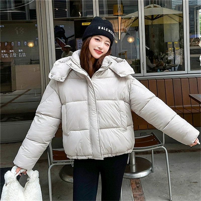 Manteau d'hiver 2026 pour femmes, en coton épais, coupe ample, à capuche, nouveau modèle court, rembourré en coton, parka pour femmes.