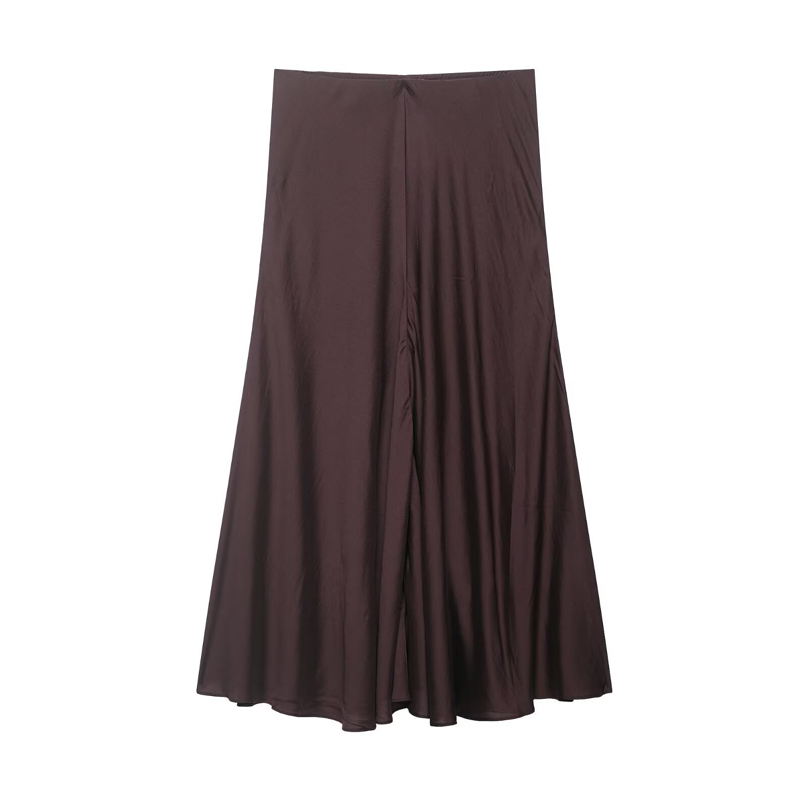 Jupe longue élégante en satin taille haute pour femme, style A-line, nouvelle collection été, style français, décontractée et confortable, en fibre de polyester
