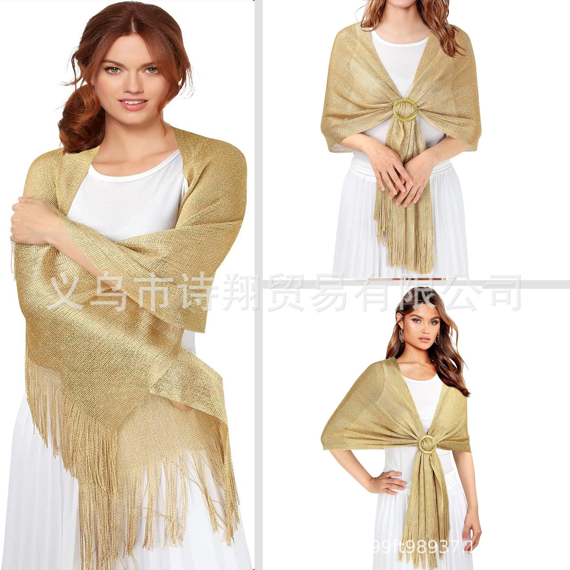Or argent fil plage jouer écharpe plate gland dîner fête danse mariage vêtements accessoires SJ15