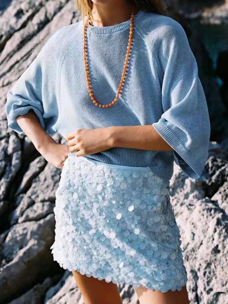 Mini jupe à paillettes pour femmes, Style européen et américain, nouvelle mode d'été, vêtements pour femmes, robe Simple et Slim aux hanches