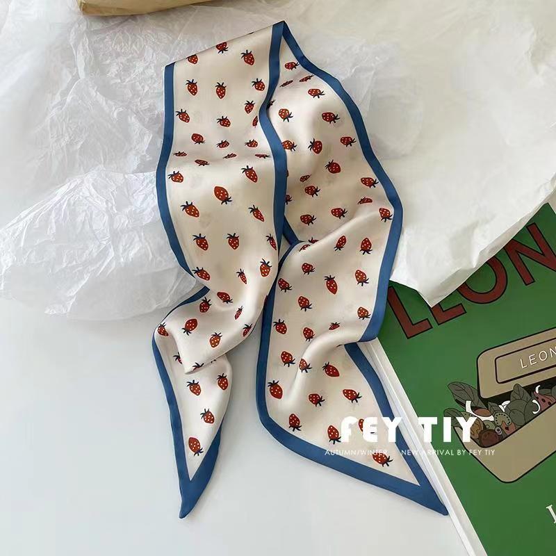 Foulard en Satin de soie pour femmes, série 4 pièces/ensemble, bandes de cheveux en tissu, accessoires de coiffure, foulards pour dames, attaches de cou en ruban pour poignée de sac