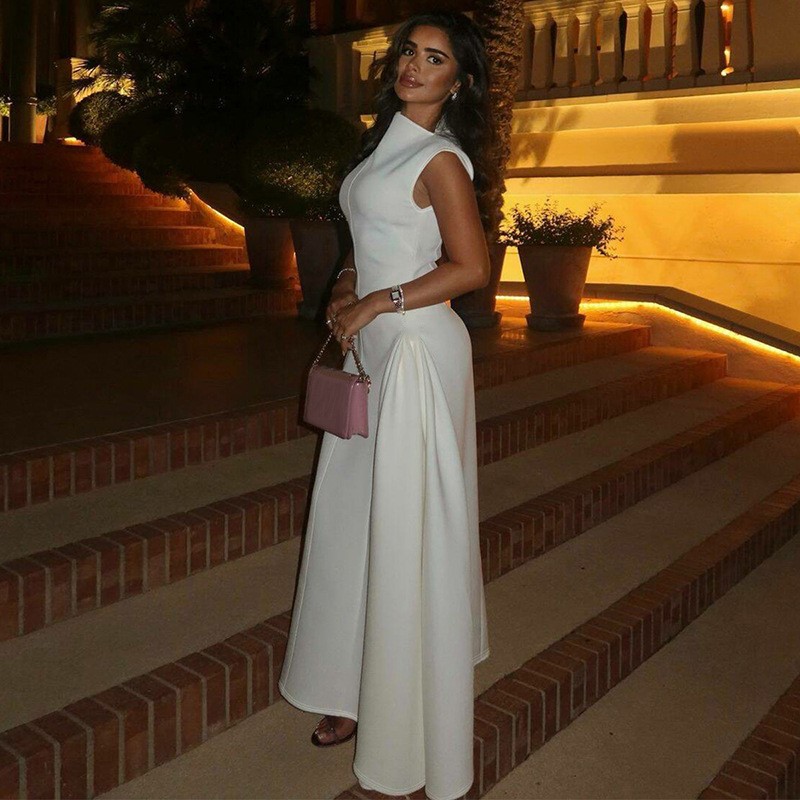 Robe de soirée robes 2025 femme robes a-ligne vêtements pour femmes couleur unie sans manches fête bal Banquet tempérament élégant