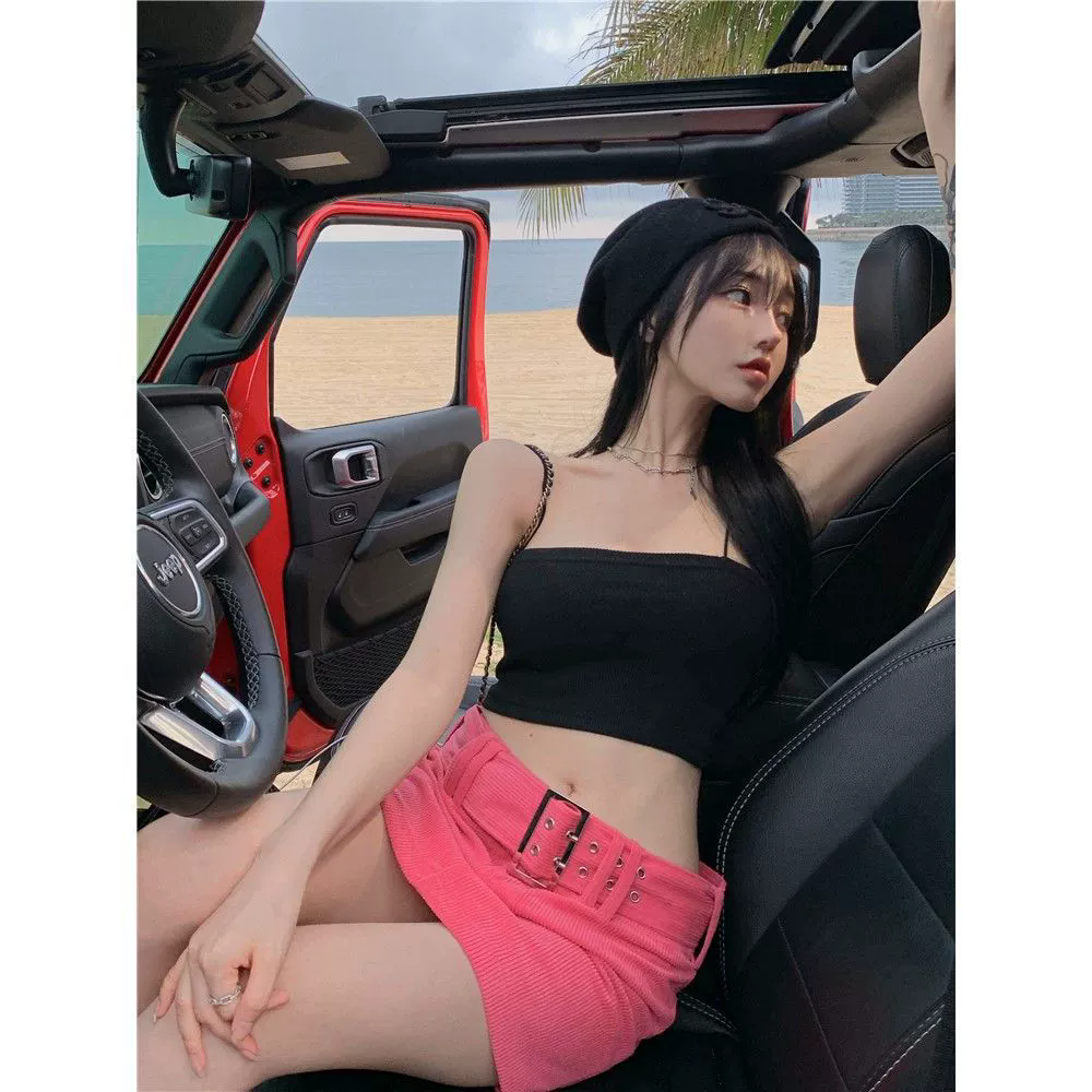 Nouveau Top Court Femme Tendance à Bretelles Fines, Sexy, Moulant, Sans Manches, Style Cami Tube Basique Uni