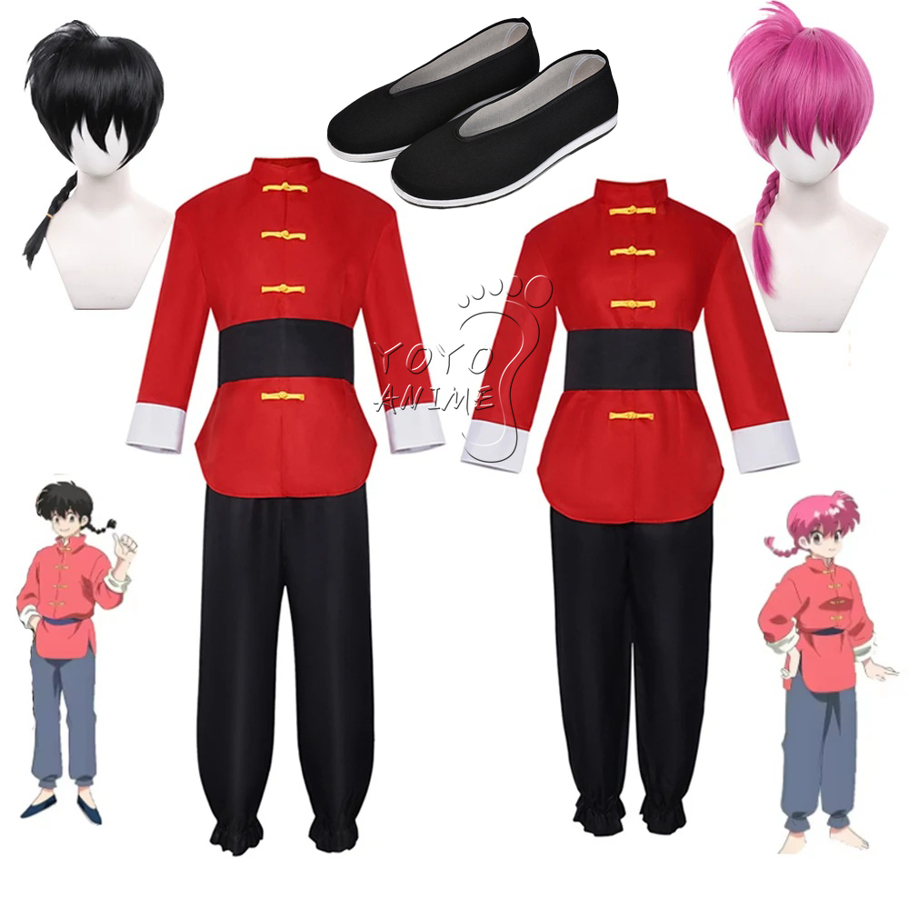 Costume de Cosplay Anime Ranma 1/2 Tendou Akane, uniforme rouge de Style chinois, Costume de fête de carnaval d'halloween pour hommes et femmes, tenues de jeu de rôle