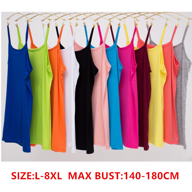 Femmes débardeur été blanc Sexy fille 7XL 8XL noir t-shirt Femme grande taille 4XL 5XL 6XL hauts sous-vêtement modal Mujer Camis gilet
