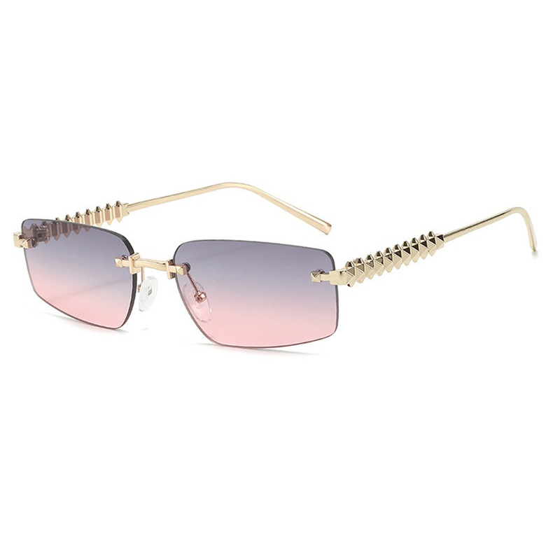 Marque sans monture carré lunettes de soleil femmes 2025 Sexy à la mode marque de luxe cadre en métal lunettes de soleil pour dames populaire Vintage
