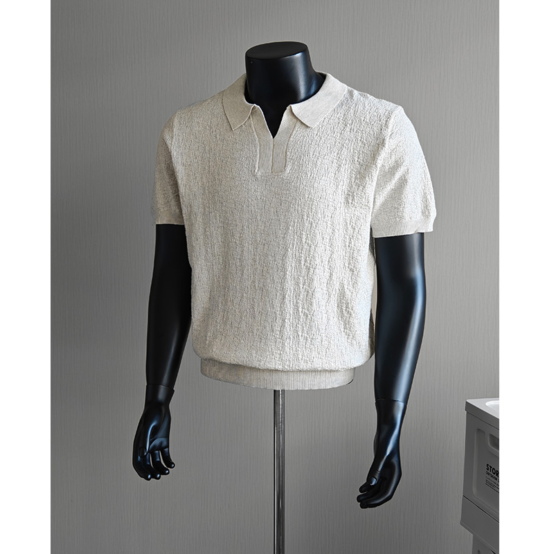 T-shirt d'été en soie glacée tricotée à manches courtes, couleur unie, col rond, décontracté, pour affaires et occasions sociales, streetwear