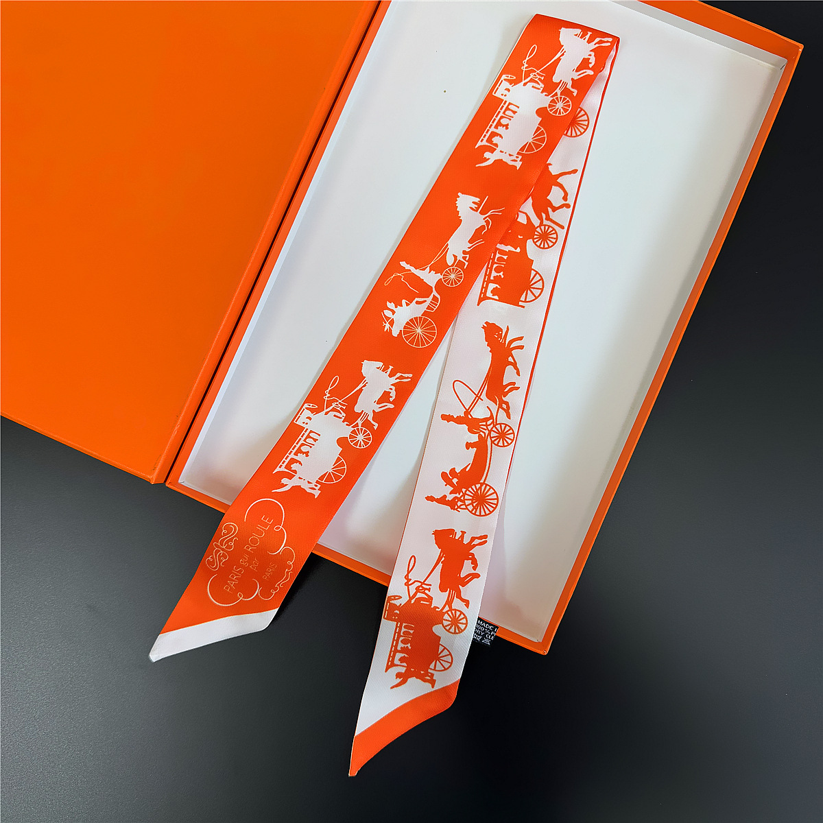 Nouveau Foulard en Soie, Ruban de Poignée, Bandeau, Foulard à Imprimé Chaîne de Carrosse en Twill, Long Bandeau pour Cheveux, Collier, Foulard en Soie Étroit, Décoration de Sac