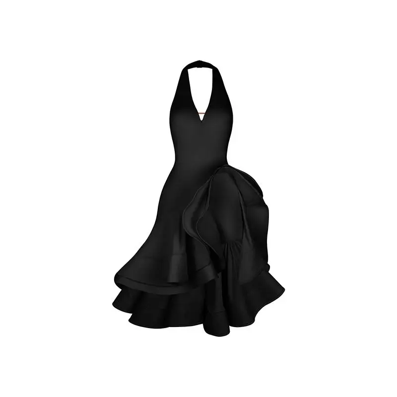 Robe de danse latine noire pour femmes, robe professionnelle Sexy de concours de danse Chacha, robes de soirée pour adultes, tenue de scène, nouvelle collection 2025