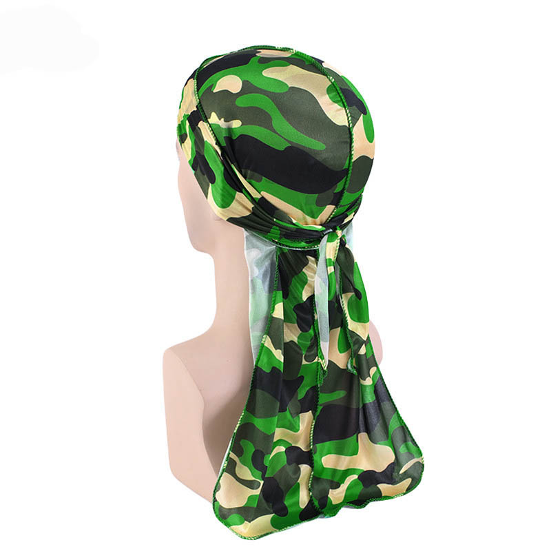 Foulard unisexe long imitation soie, Doo Rag musulman, Chapeau de pirate, Durag, Bonnets chimio camouflage, Chapeau crâne, Turban, Bandeau pour cheveux, Bandanas