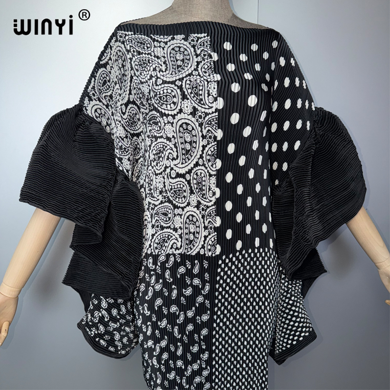 Robe plissée élastique WINYI, style bohème, robe de plage, kaftan élégant, abaya, robe de soirée de luxe Dubaï, robe de soirée pour femme musulmane
