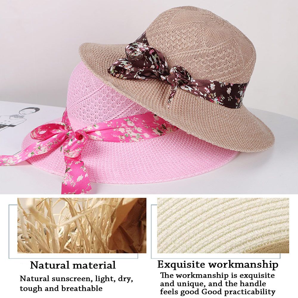 Chapeau de paille à large bord pour femmes, pliable et portable, protection solaire contre les UV