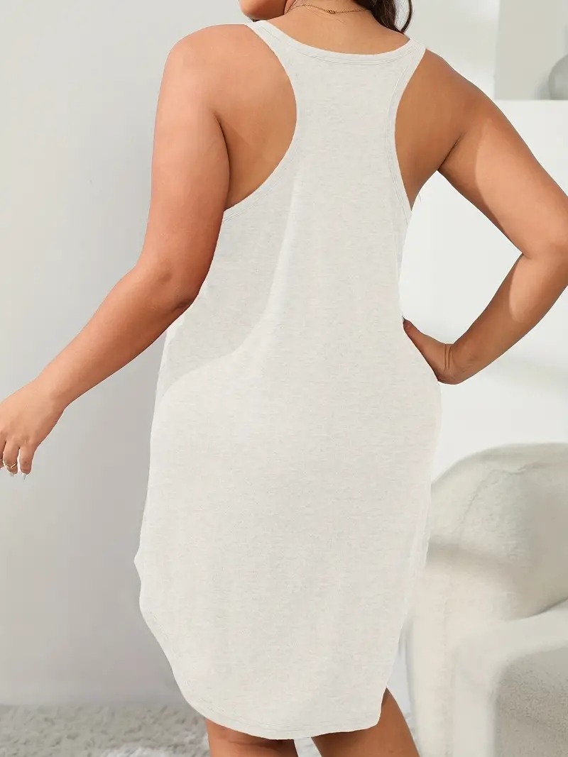 Robe trapèze à col en U pour femmes, vêtements de détente basiques, robe de plage décontractée, robe de soirée, document solide, grande taille, 1XL-5XL